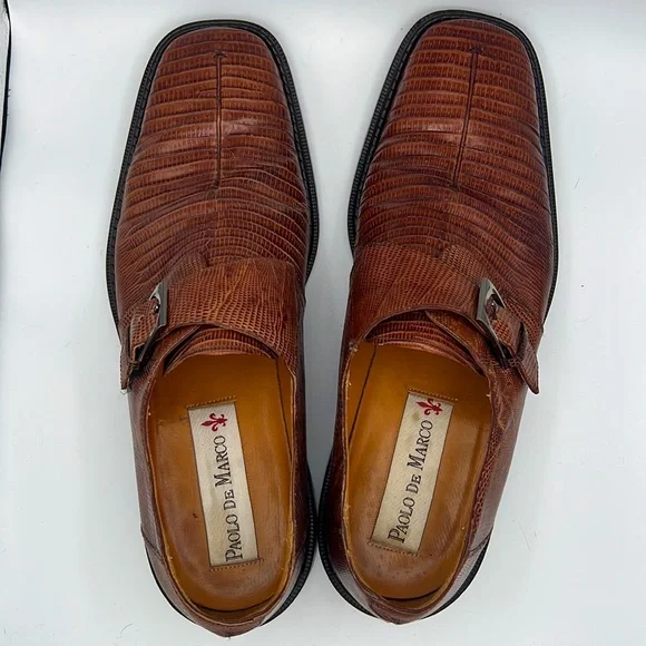 Paolo De Marco by Mezlan Genuine lizard men's shoes with monk strap 11M - Picture 10 of 15